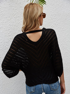 Openwork Batwing Sleeve Cover-Up