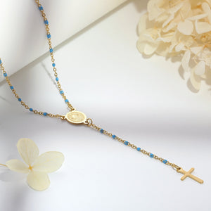 Stainless Steel Beaded Cross Necklace