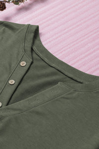 Buttoned V Neck Loose Fit Top