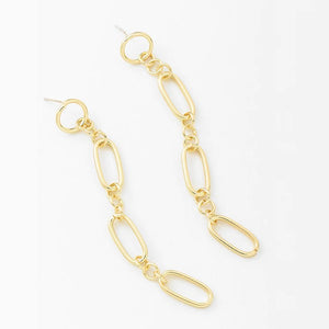 Gold Oval Link Dangle Earrings for Women