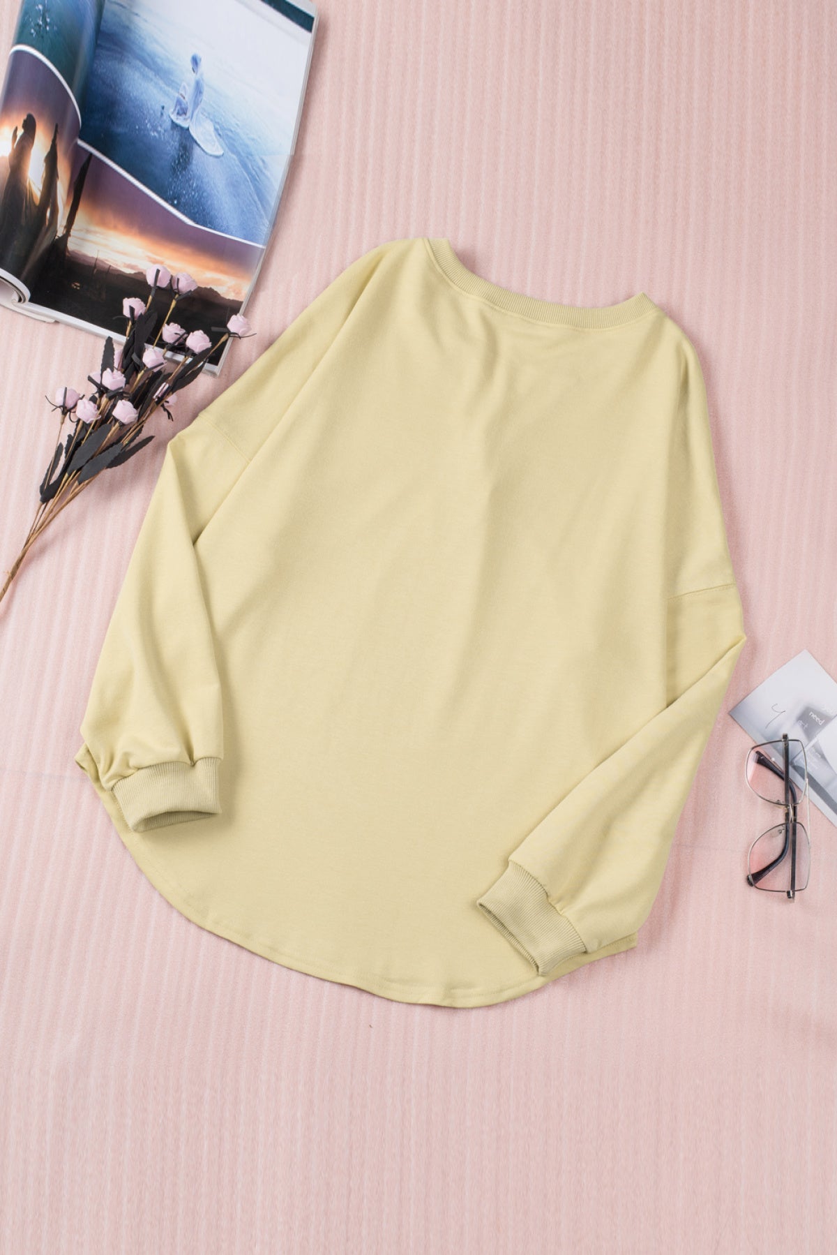 Buttoned V Neck Loose Fit Top