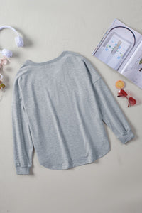 Buttoned V Neck Loose Fit Top