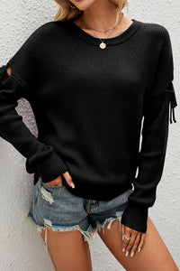 Round Neck Dropped Shoulder Sweater
