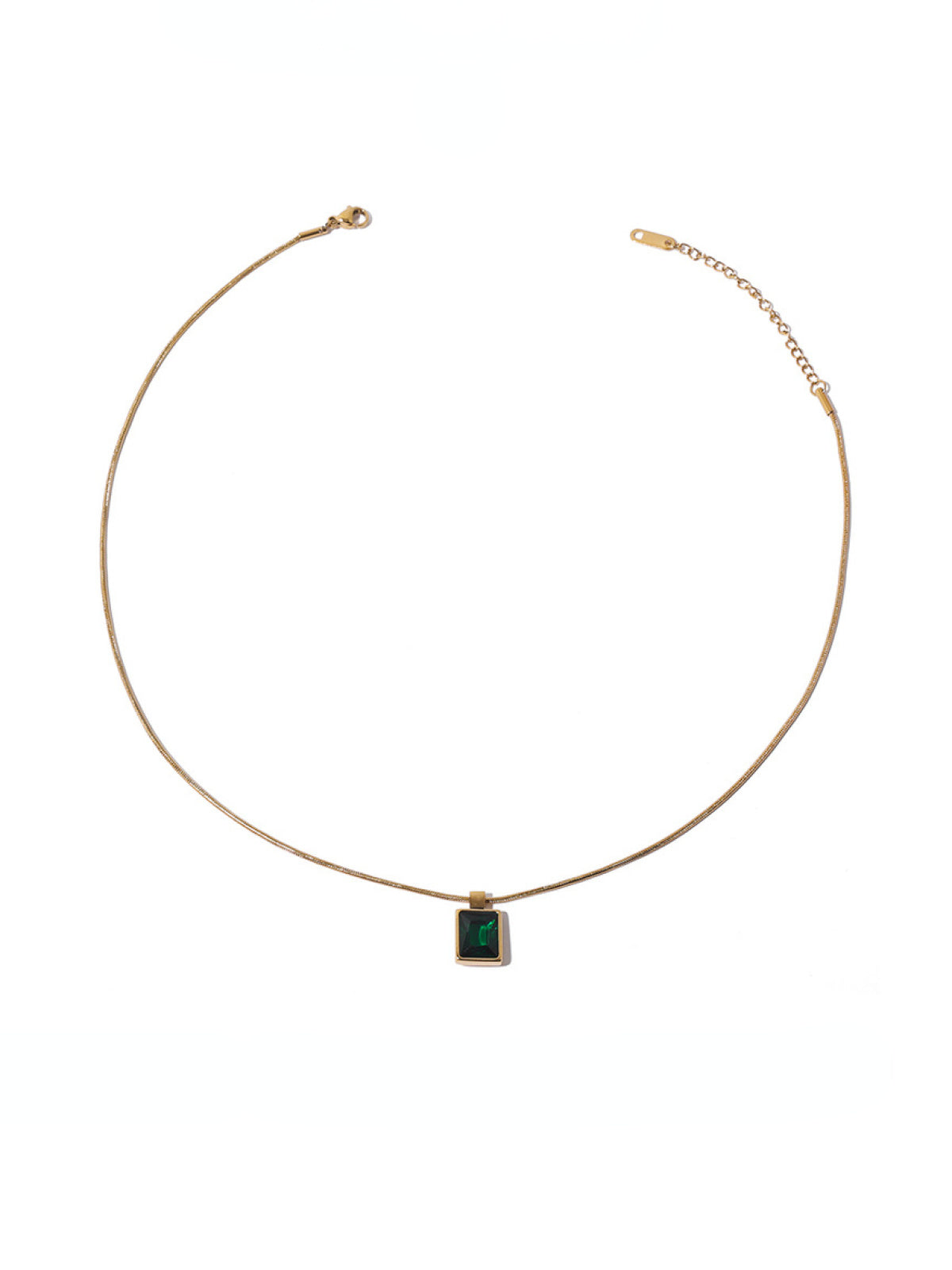 Women Green Glass Pendant Necklace