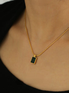 Women Green Glass Pendant Necklace