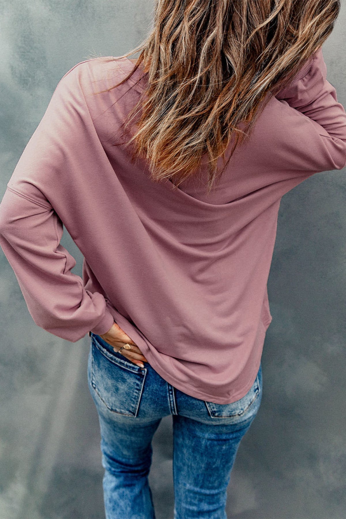 Buttoned V Neck Loose Fit Top