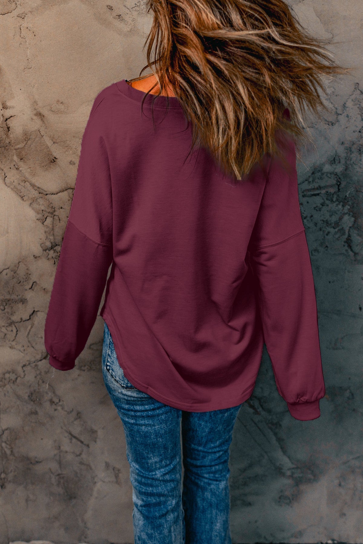 Buttoned V Neck Loose Fit Top