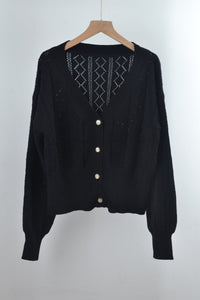 Casual Cut Out V-Neck Single-breasted Cardigans