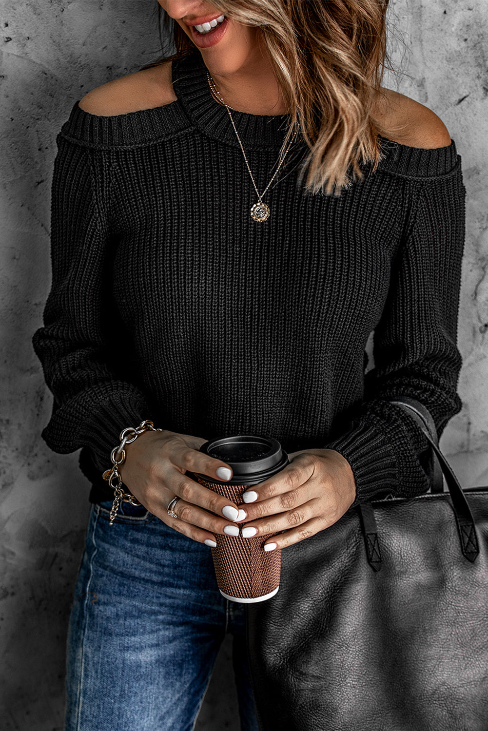 Cool Breeze Cotton Cold Shoulder Sweater