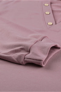 Buttoned V Neck Loose Fit Top