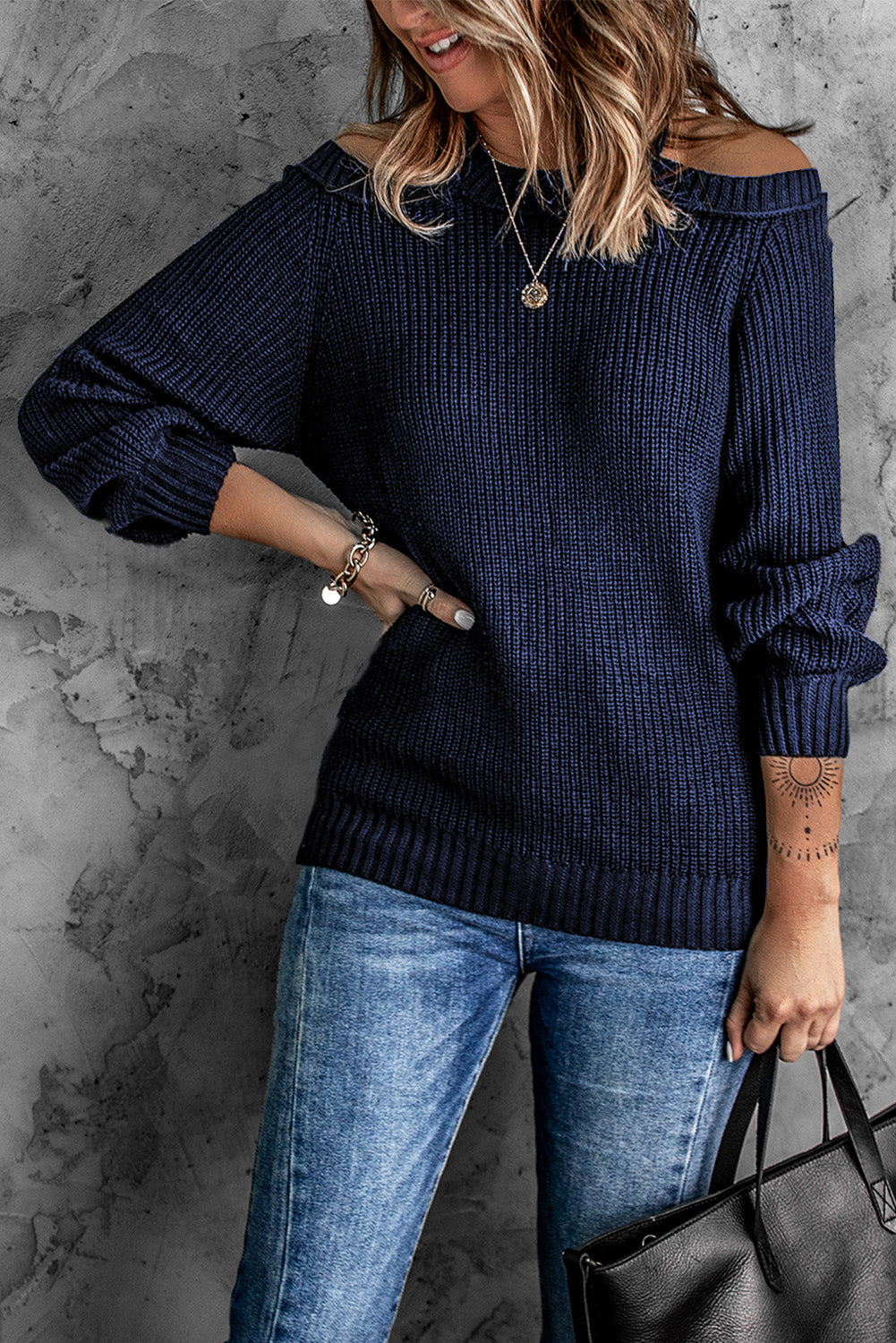 Cool Breeze Cotton Cold Shoulder Sweater