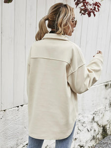 Dropped Shoulder Shacket with Pockets