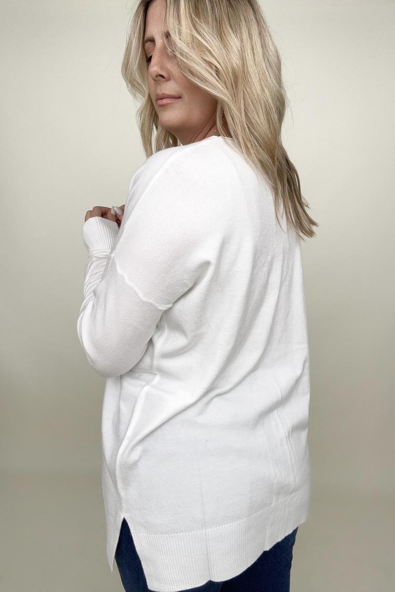 Zenana Front Seam Light Knit Sweater