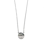 Half Pavé Disc Necklace