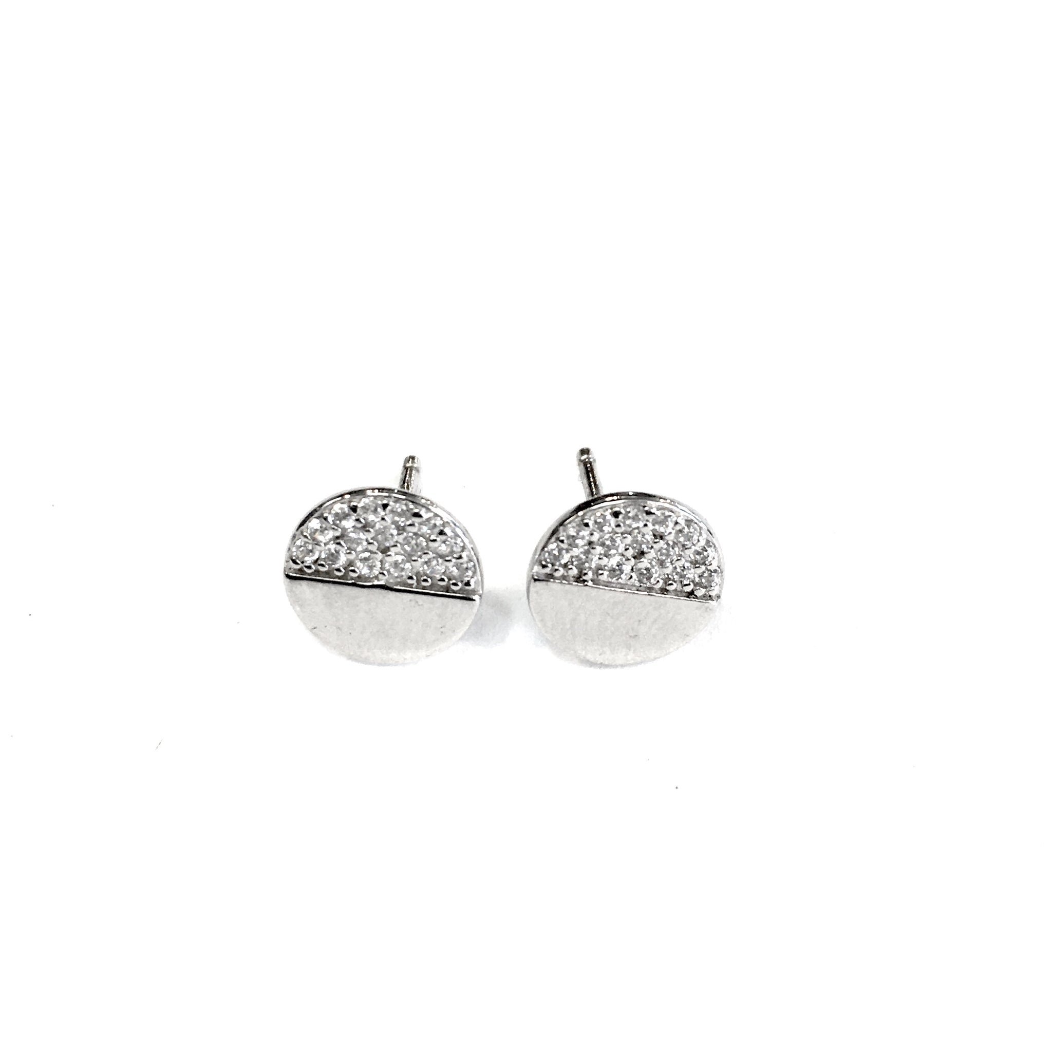 Half Pavé Disc Earring